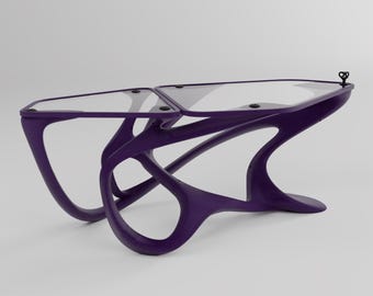 Sculptural Customizable 3D-Printed Coffee Table, Modular Design with Vibrant Color Options in Biodegradable PLA (Color Template J)