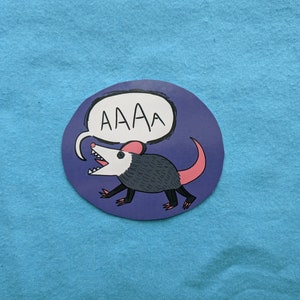 Cute Screaming Possum Vinyl Sticker