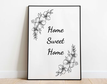 Home sweet home | Digital download wall art decor | printable minimalist print design