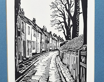 Winter in the Whereabouts / Handgedrukt / Limited Edition / Landelijke landschappen / Surrey / Muurkunst / Engeland