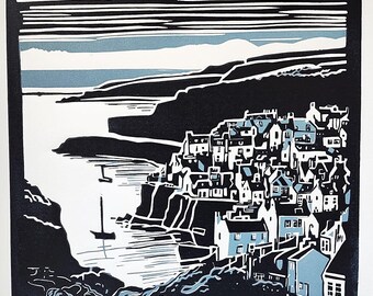 Robin Hood's Bay / Handgedrukt / Limited Edition / Landelijke landschappen / Yorkshire / Muurkunst / Engeland