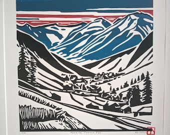 Morzine. Franse Alpen / Handgedrukt / Limited Edition / Berglandschappen / Alpen / Muurkunst