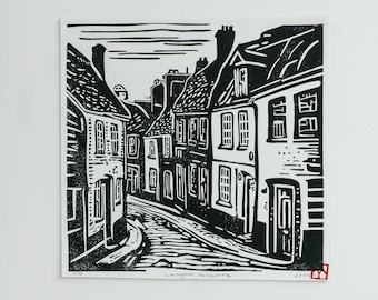 Lymington, Hampshire / Handgedrukt / Limited Edition / Linosnede / Landelijke landschappen / Engeland