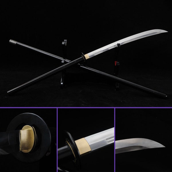 Naginata Sword | 1095 High Carbon Steel Blade | Simple Round Iron Tsuba | Full-Tang Hand-Forged Ninja Swords Gift for Him/Men