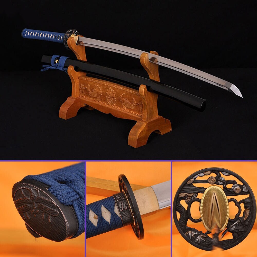 Blue Moon Full Tang Ninja Dual Wield Swords  Neon Blue Cyberpunk Sharpened  Tanto Straitblade Shinobi