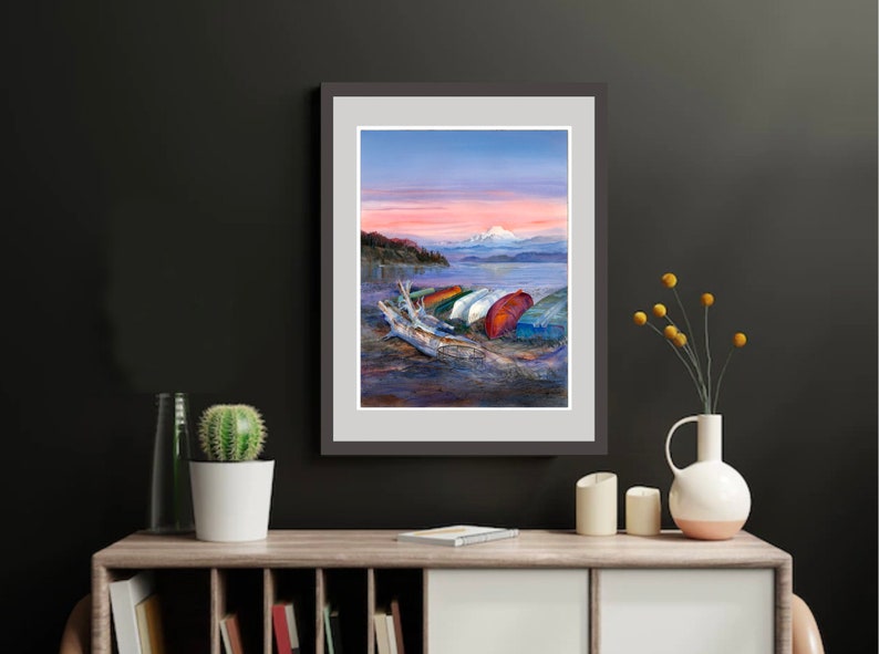 Crabbing Boats, John Ebner, Washington Beach, Camano Island, Watercolor