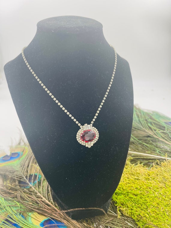 1950s vintage Art Deco Style Crystal Necklace with La… Gem