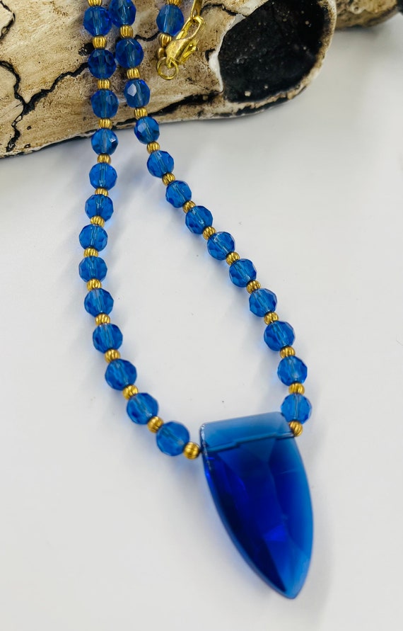 Vintage Crystal Glass Beaded Necklace with Facete… - image 4