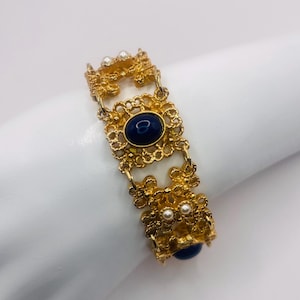 Bracciale vintage Sarah Coventry in filigrana cabochon in oro. *Regalo vintage GRATUITO*