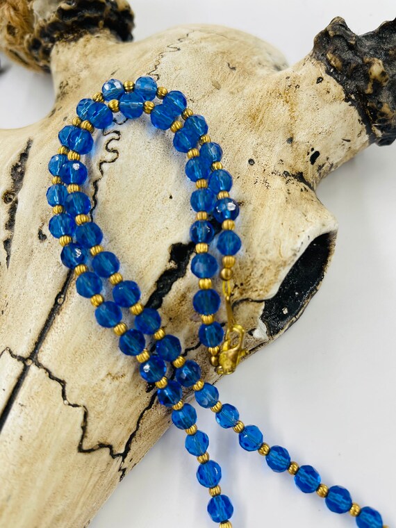 Vintage Crystal Glass Beaded Necklace with Facete… - image 2