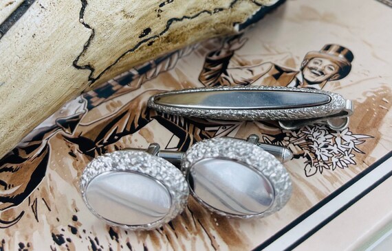 Vintage Swank Silver Cufflinks and Tie Clip Set. Etsy