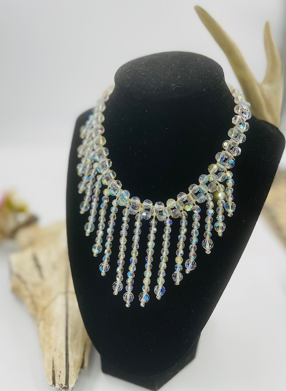 Stunning 1950s Aurora Borealis Glass Crystal Fring