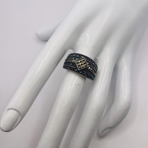 Vintage Judith Jack Großer Art Deco Ring aus Sterlingsilber & Markasiten sz 8,75 * Gratis Vintage Geschenk *