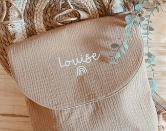 Sac à dos enfant personnalisé en gaze de coton-sac maternelle-sac nounou-sac cartable-sac crèche