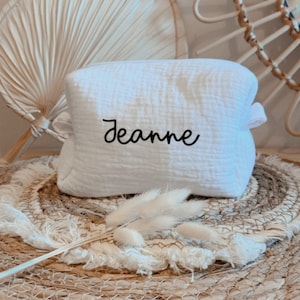 Cotton gauze toiletry bag blanc