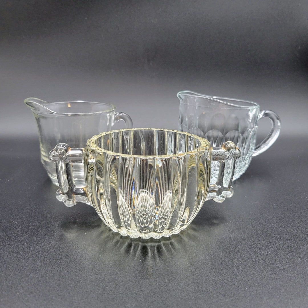 Vintage Creamers Syrup Pitchers Condiment and Sugar Bowl Servers Clear ...