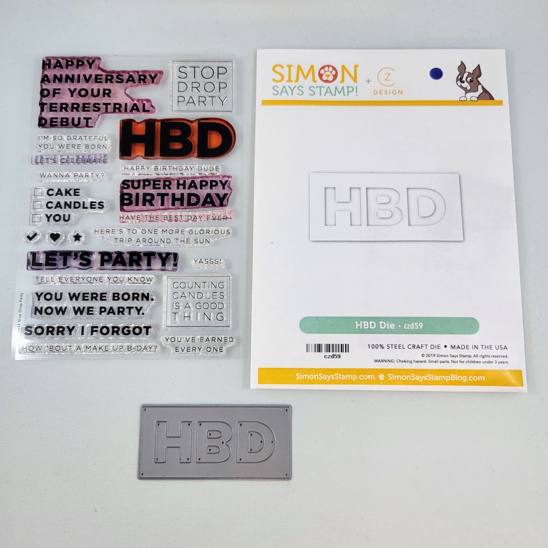 Clear Stamp Set and Die Simon Says Stamp Stop Drop Party Birthday Party ...