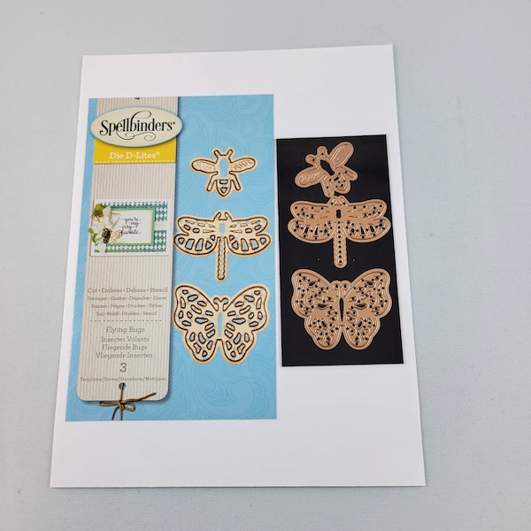 Spellbinders Flying Bugs Metal Die Cut Set Die D-Lites Bee Dragonfly Butterfly Set Of 3 Read