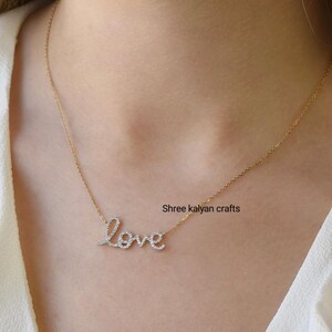 Diamond Necklace • Love Necklace • Minimalist Dainty Charm Necklace