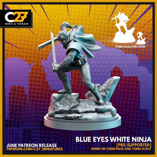 Blue eyes white ninja de c27 avec base 35mm
