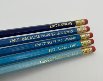 The Knitting Pencil Set | Knitting gift | gift for knitter | funny knitting gift | knit happens | grandma gift | mom stocking stuffer