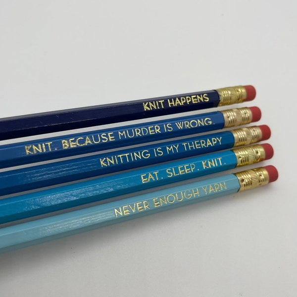 The Knitting Pencil Set | Knitting gift | gift for knitter | funny knitting gift | knit happens | grandma gift | mom stocking stuffer