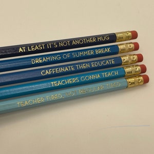 The Teacher Pencil Set End of School gift Teacher Pencil Gift Funny Teacher Gift Unique Teacher Gift teacher appreciation gift Blues