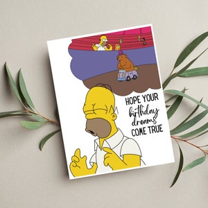 Simpsons Birthday Card | Homer Birthday Card | Funny Simpsons Card | Homer Circus Bear | Homer Simpson Birthday card