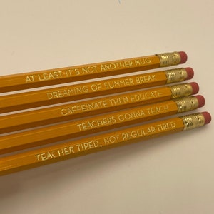 The Teacher Pencil Set End of School gift Teacher Pencil Gift Funny Teacher Gift Unique Teacher Gift teacher appreciation gift Traditional Yellow