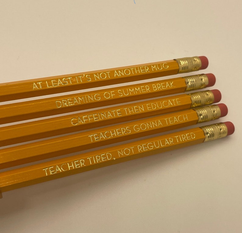 The Teacher Pencil Set End of School gift Teacher Pencil Gift Funny Teacher Gift Unique Teacher Gift teacher appreciation gift Traditional Yellow