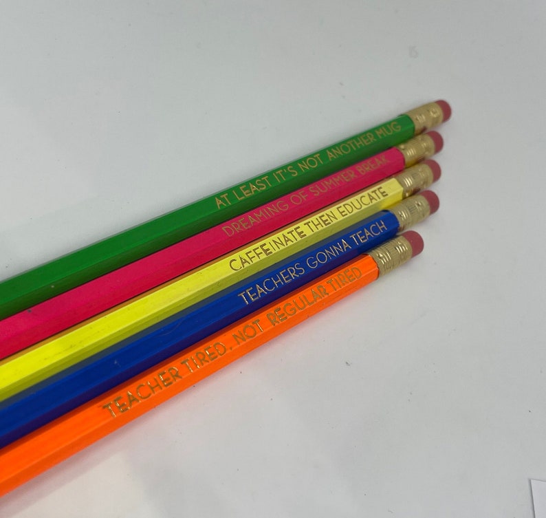 The Teacher Pencil Set End of School gift Teacher Pencil Gift Funny Teacher Gift Unique Teacher Gift teacher appreciation gift Neons