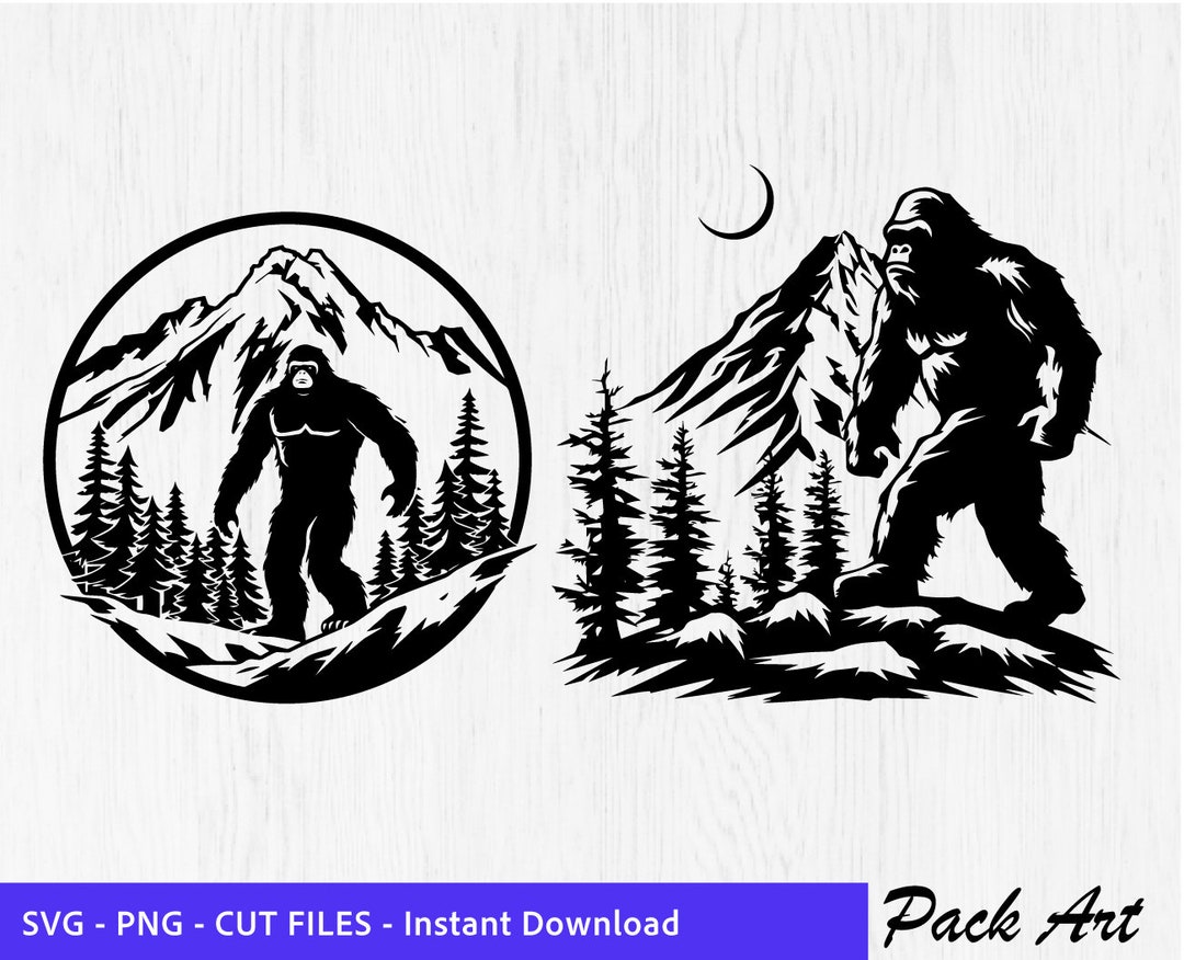 Bigfoot Sasquatch Yeti Svg & PNG, Clipart, Vector Shirt Laser Cut Files ...