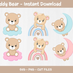 Teddy bear svg, Baby svg, Newborn svg, png file for cricut Instant Download