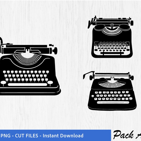 Typewriter Svg & PNG Files, Retro Vintage Type Writer Machine clipart shirt laser cut files for cricut and silhouette