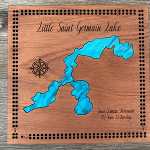Custom Lake Cribbage Board, Up North, Wisconsin Lake Art, Lake House Decor, Wedding Gift, Birthday, Housewarming, Card Storage, Game Night