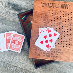 Frustration Rummy Board, 8 Player Card Game, Card Storage, Game Night, Poker Night, Housewarming Gift, Game Room, Bar Decor, Wood Game Set