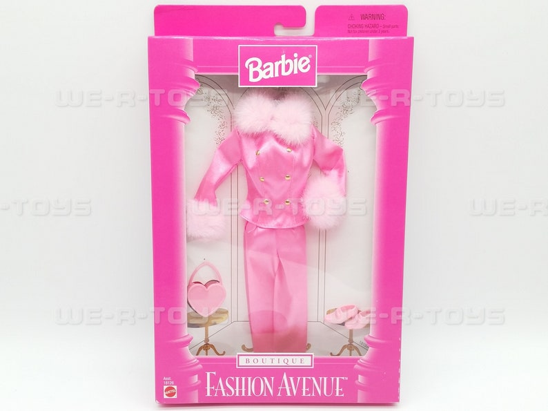 Barbie Fashion Avenue Boutique #18126 Pink Satin Pant Suit  Fur
