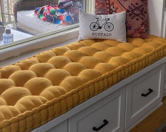Custom Bay Window Seat Cushion: French Style Cotton Bench Cushion
