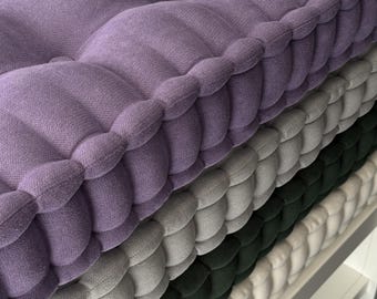 Cojín de banco capitoné personalizado: Cojín de asiento de ventana de estilo francés