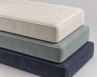Custom Bench Cushion in Linen for Window Seats, Banquettes and IKEA Kallax