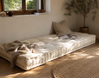Long Soft Cotton Floor Pillow for Minimalist Floor Sofa