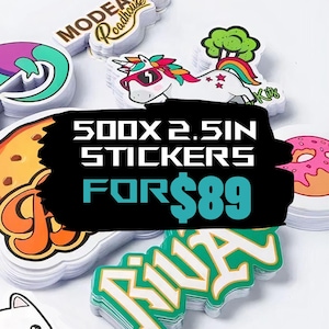500x Custom Stickers 2.5in Bulk Sticker Decals - Die Cut - Laminated Waterproof - Free Shipping