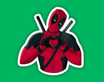 Deadpool Heart Sticker Superhero - Waterproof Vinyl Stickers