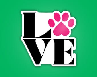 Love Paw Pet Sticker (Cat or Dog) - Waterproof Vinyl Stickers