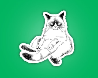 Grumpy Cat Sticker - Waterproof Vinyl Stickers