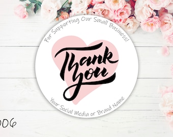 Custom Thank You Label Stickers, Small Business Packaging