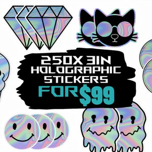250x aangepaste holografische stickers 3 inch - gestanst - gelamineerd waterdicht