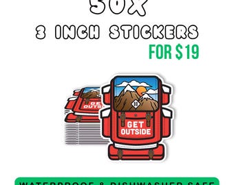 50x Custom Stickers 3in - Die Cut - Laminated Waterproof