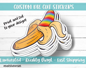 Custom Vinyl Stickers - Print and Cut Any Design and Shape - Laminated Waterproof Custom Labels, Custom Stickers, Logo, Branding