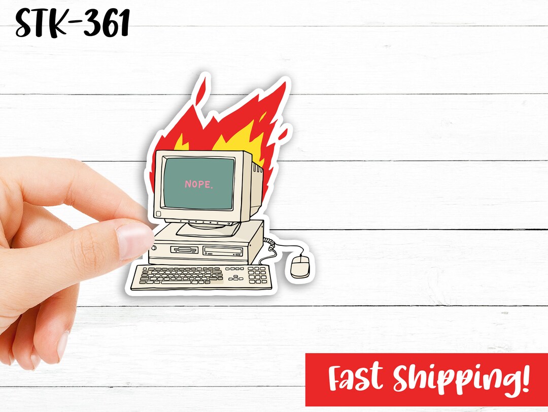 Nope Computer Nope Computer Sticker Funny Sticker Waterproof Laminated Vinyl - Etsy